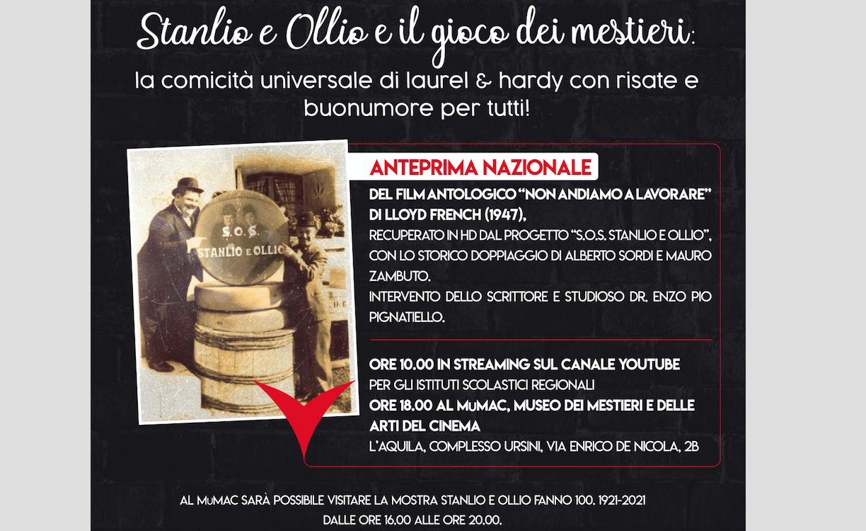 GEP 2021 | “STANLIO, OLLIO E IL GIOCO DEI MESTIERI: LA COMICITA’UNIVERSALE DI LAUREL & HARDY con RISATE E BUONUMORE PER TUTTI!”